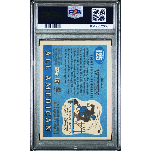 2003 Topps All-American #125 Jason Witten All American PSA 6 - Picture 2 of 2